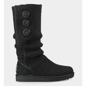 🌹Authentic UGG Australia Black Classic Cardy Knit Boots size 6